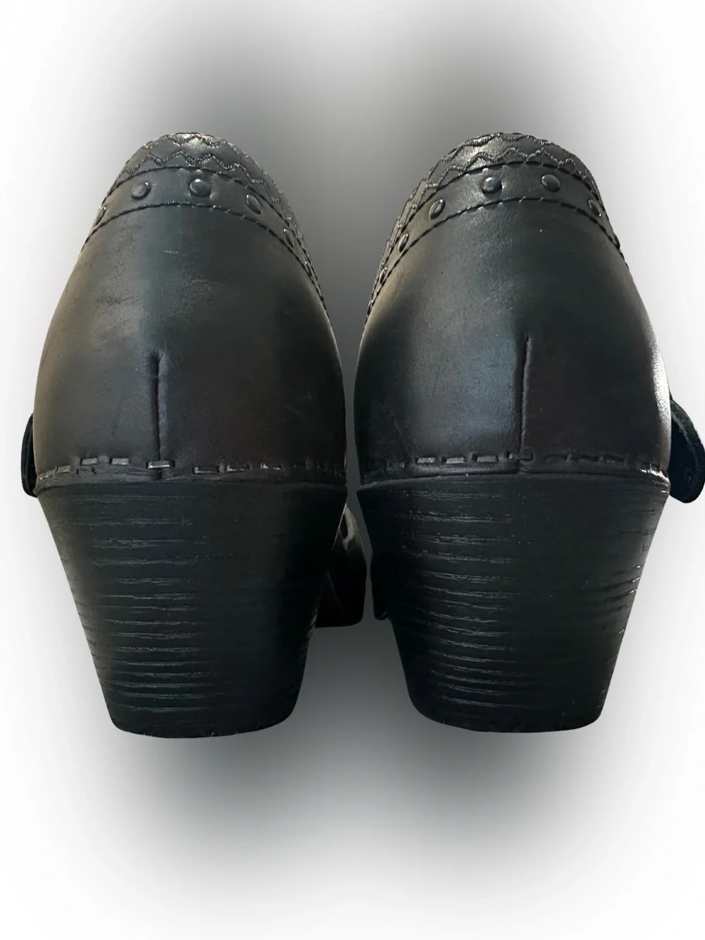 Dansko Makenna Black Leather Mary Jane Studded Heel Clogs Size 42 Comfort - Picture 4 of 16